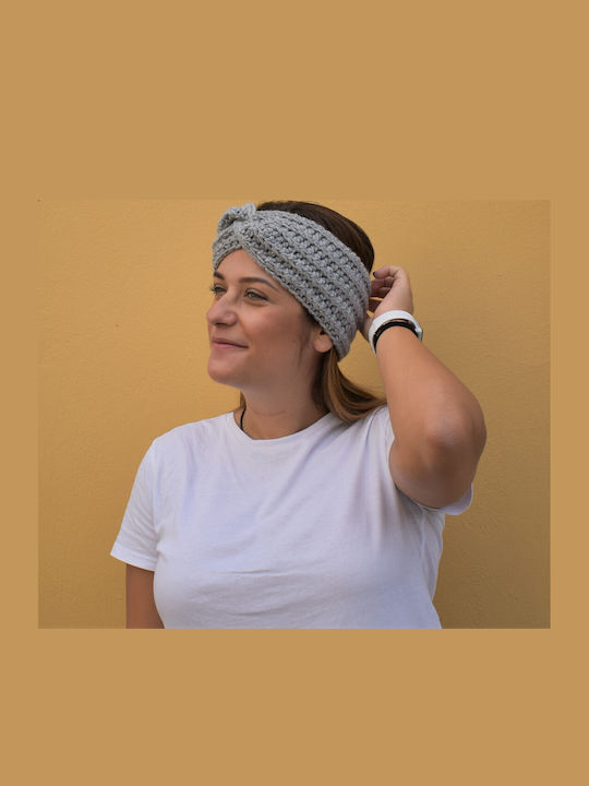 Unisex Headband με Rib Πλέξη σε Γκρι χρώμα