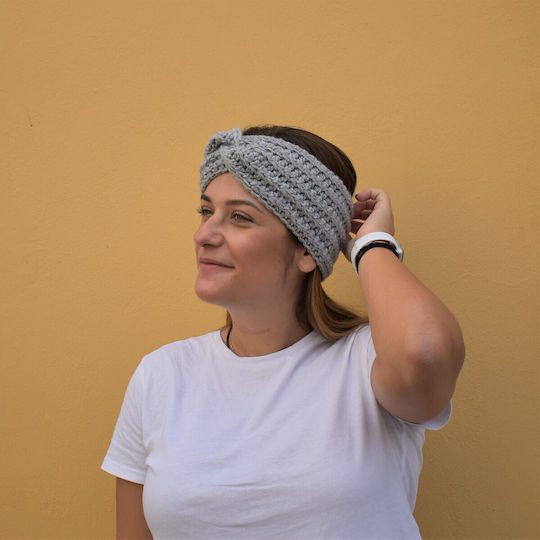 Unisex Headband με Rib Πλέξη σε Γκρι χρώμα