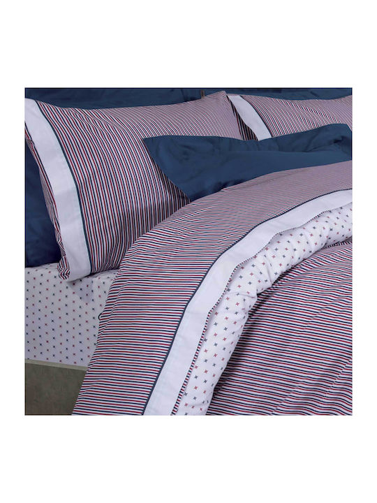 Greenwich Polo Club 2172 Super Double Duvet Cover Set with Pillowcases 220x240 Κοκκινο - Λευκο - Μπλε