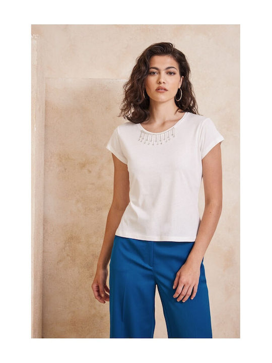 Enzzo Women's Blouse Short Sleeve White