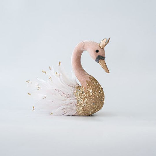 Eurolamp Weihnachtliche Stoff Figur Schwan Rosa Höhe 28cm