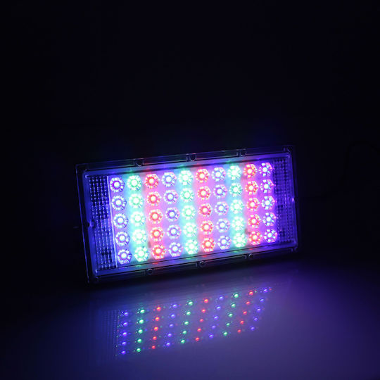 Super Slim Waterproof LED Floodlight 50W RGB with Remote Control IP66