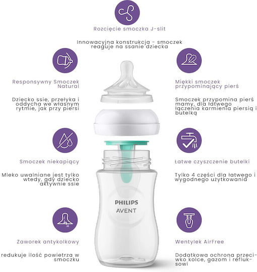 Philips Plastic Baby Bottle Anti-colic with Silicone Teat for 3-6 Months 260ml
