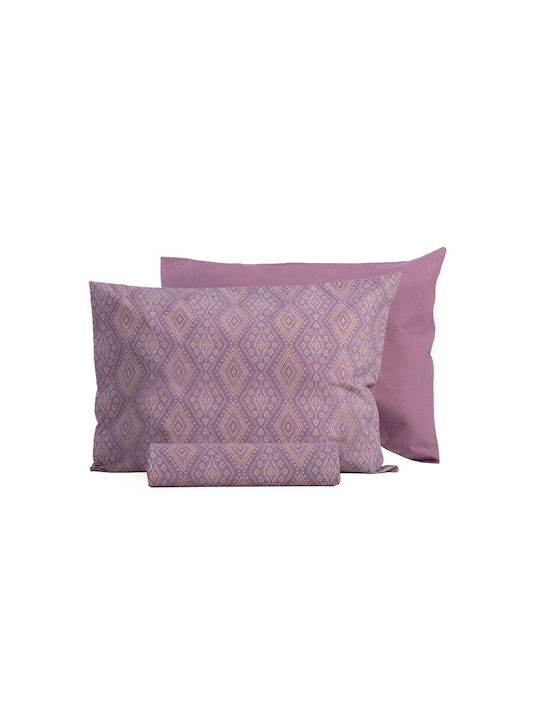 Nef-Nef Homeware Σετ Παπλωματοθήκη Βαμβακερή Μονή με Μαξιλαροθήκη 170x240cm Shreder Mauve
