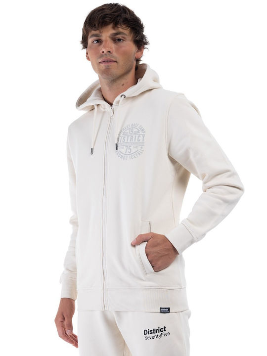 District75 Men's Sweatshirt Jacket with Hood Beige