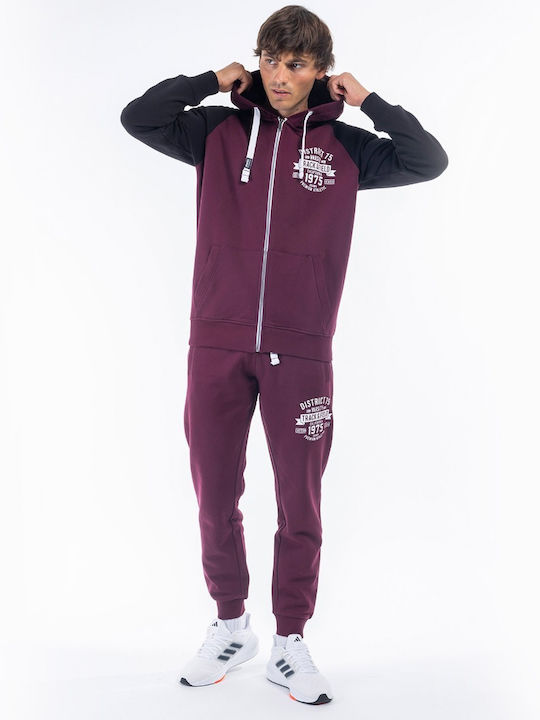 Sweatshirt with Hood Burgundy