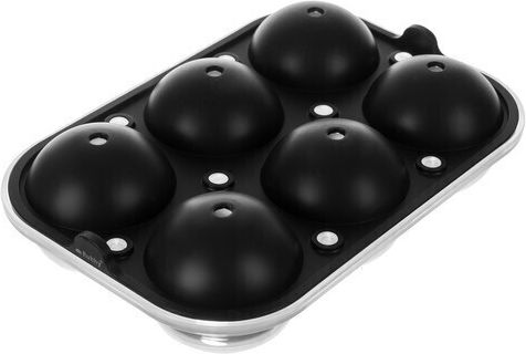 Ruhhy Ice Cube Mold Round Silicone 6 Slots Black