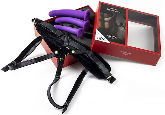 Kiotos Virgite Harness with Dildo in Purple Colour 3 Pieces