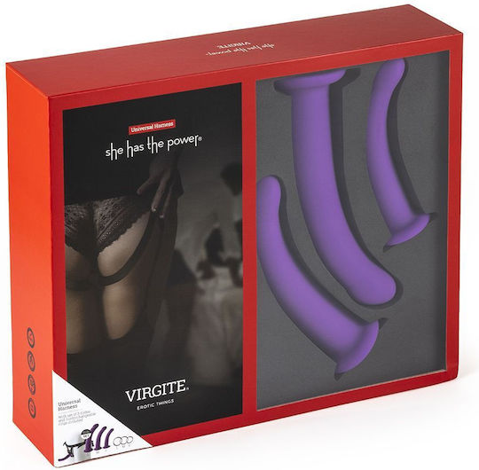 Kiotos Virgite Harness with Dildo in Purple Colour 3 Pieces