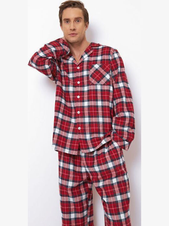 Aruelle Men's Winter Checked Pajamas Set Red