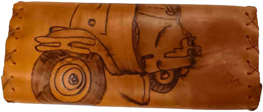 One Leather Tobacco Pouch With Magnetic Clasp Brown