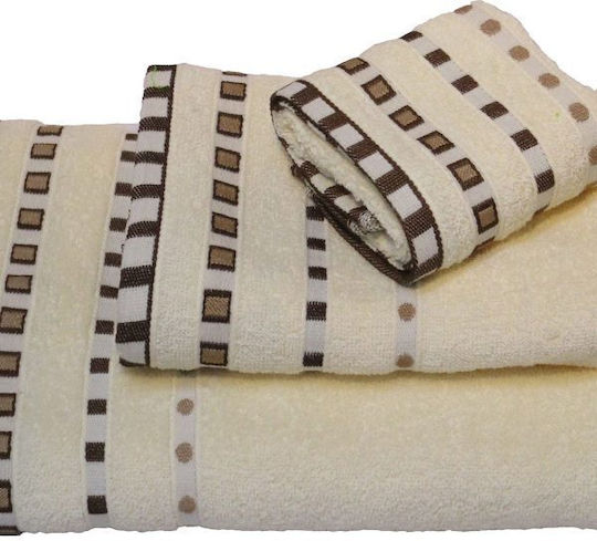 Le Blanc Prosop de mână Penne Jacquard Pua 30x50cm. Cremă Greutate 450gr/m²