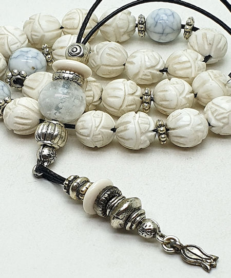 Roloi Komboloi Worry Beads with 10 Beads White 29cm