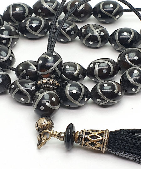 Roloi Komboloi Ebony Worry Beads Black 35cm
