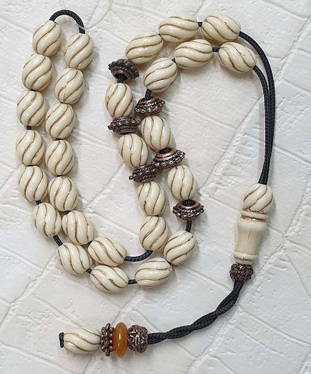 Roloi Komboloi Sorgenperlen aus Harz Länge 30cm Beige