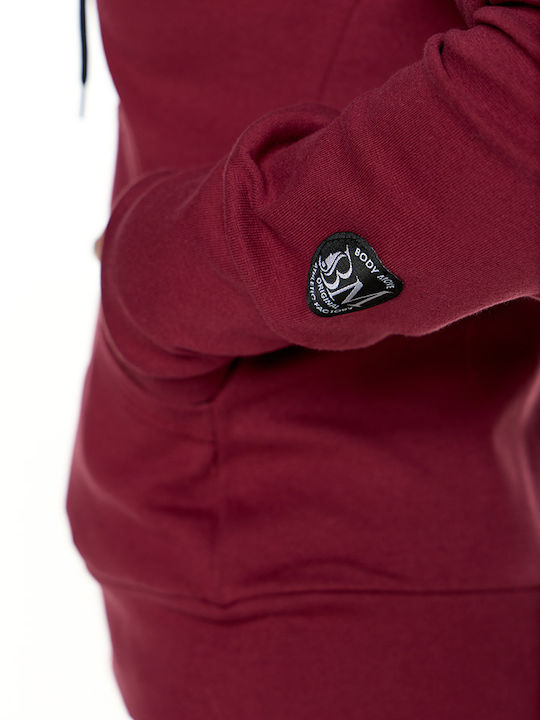 Women's Sweatshirt Jacket Hooded Burgundy