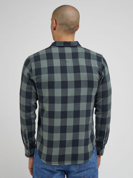 Lee Men's Shirt Long Sleeve Checked Green