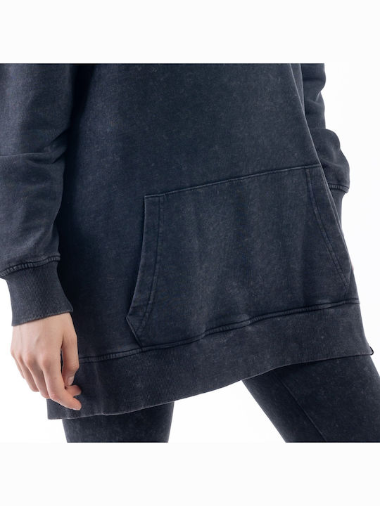 Lang Damen Sweatshirt Kapuzen Schwarz