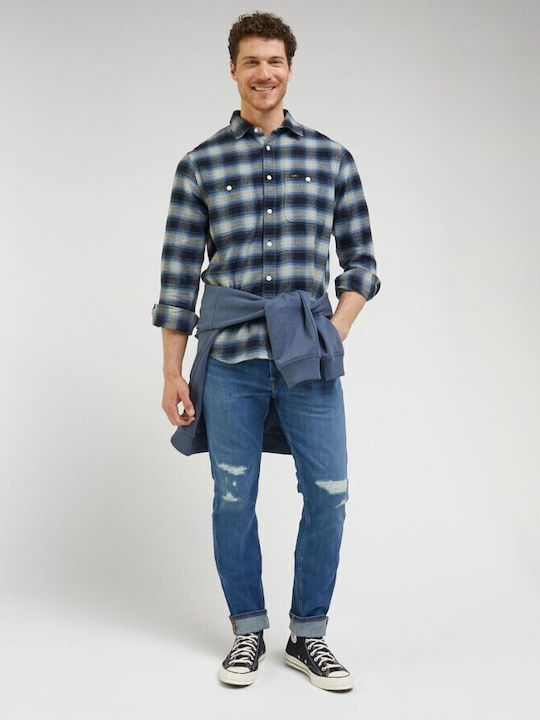 Long Sleeve Flannel Shirt in a Loose Fit Checked Multicolour