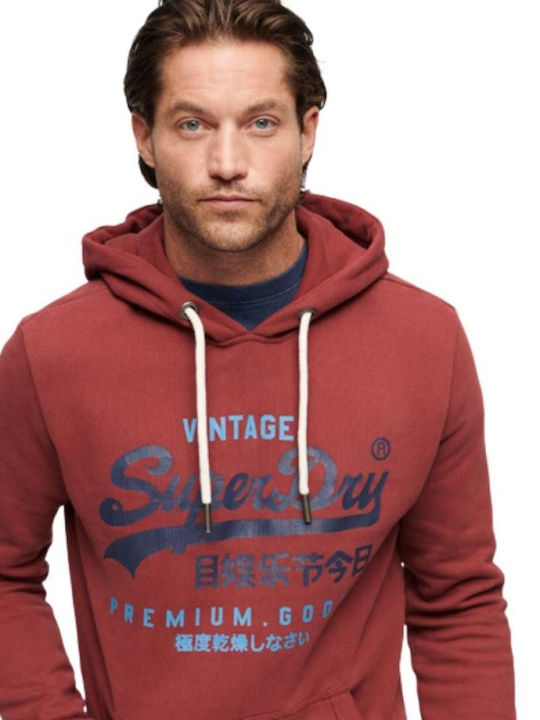 Superdry Ovin Men's Sweatshirt with Hood Red