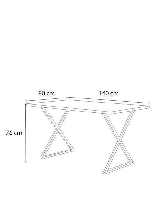 Bette Table Kitchen Wooden with Metal Frame Black / Charcoal 140x80x76cm