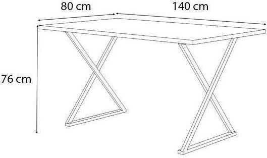 Bette Table Kitchen Wooden with Metal Frame Black / Charcoal 140x80x76cm