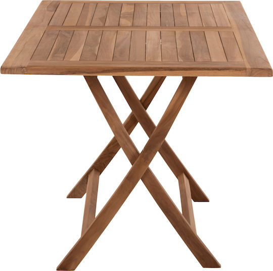 Outdoor Table Made of Teak Foldable Kendall Natural 120x80x75cm