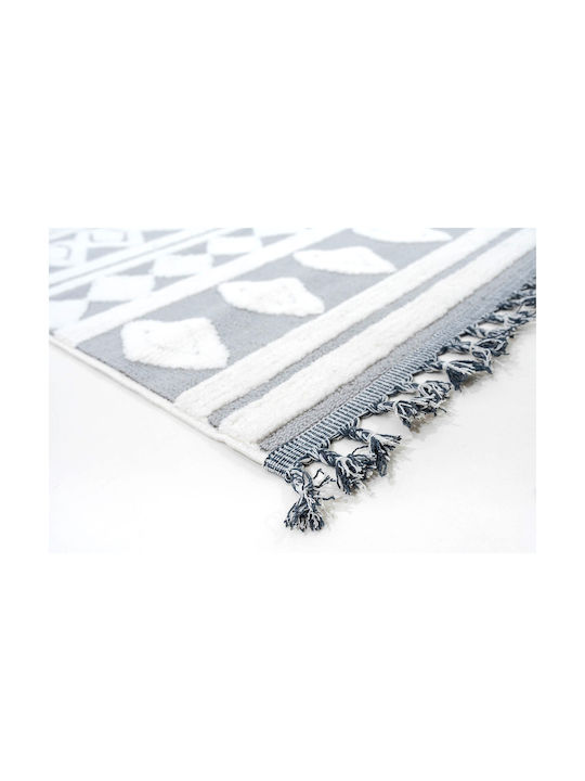 Ezzo Perla D051a1a Rug Fireplace Rectangular with Fringes Light Grey