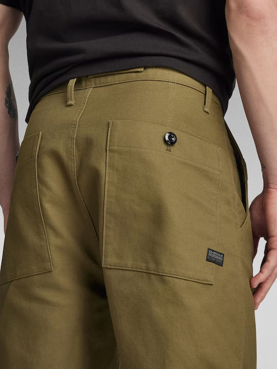 Pantalon Barbat Chino Relaxed Fit Kaki Plisat