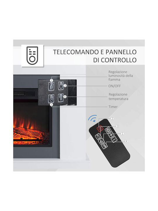 HomCom Wandmontiert Elektrischer Kamin 2000W 87.5x113cm Weiß