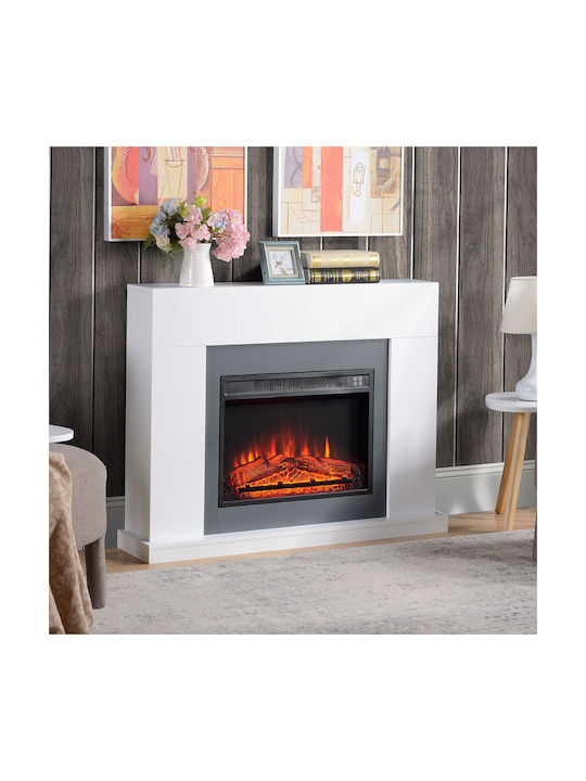HomCom Wandmontiert Elektrischer Kamin 2000W 87.5x113cm Weiß