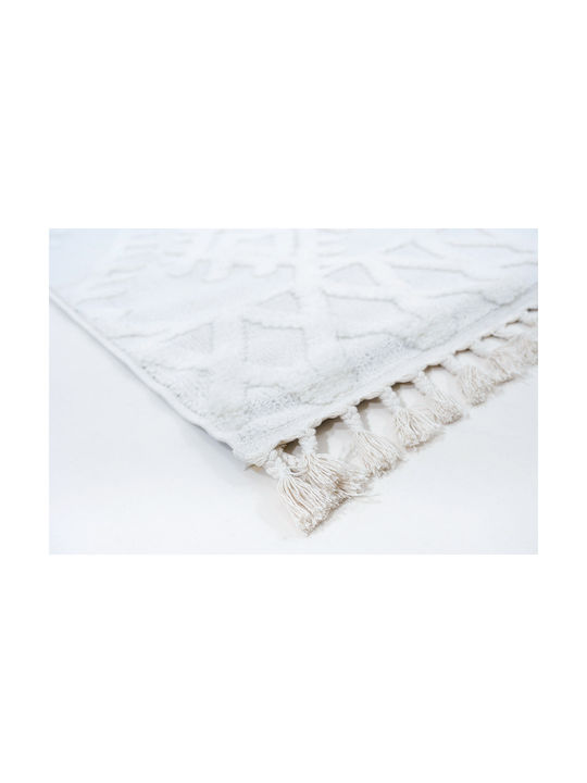 Ezzo Perla D050a1a Rug Fireplace Rectangular with Fringes Cream