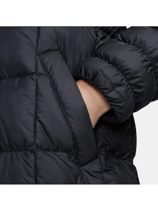 Sportswear Women's Short Puffer Jacket for Spring or Autumn Black