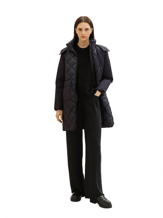 Women's Short Puffer Jacket for Spring or Autumn Black