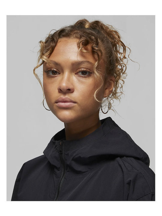 Women's Short Puffer Jacket for Spring or Autumn Black