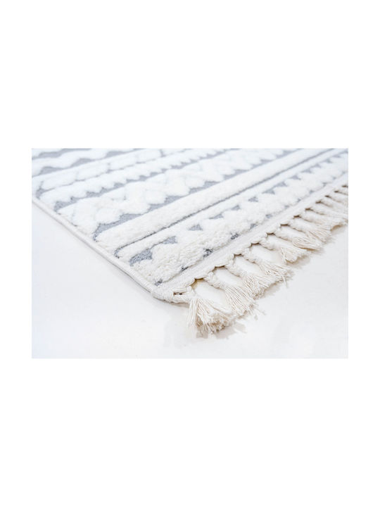 Ezzo Perla D048a1a Rug Fireplace Rectangular with Fringes Cream