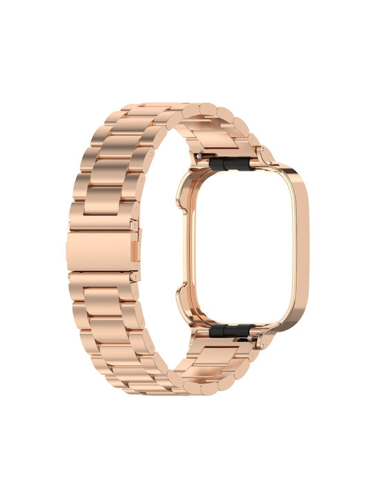 2 in 1 Λουράκι Ανοξείδωτο Ατσάλι Ροζ Χρυσό (Redmi Watch 3)