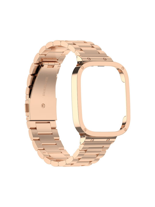 2 in 1 Λουράκι Ανοξείδωτο Ατσάλι Ροζ Χρυσό (Redmi Watch 3)