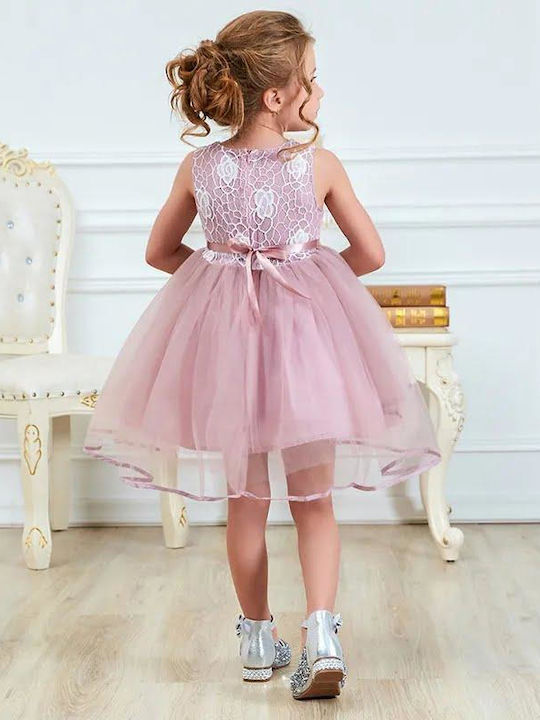 TakTakBaby Kids Dress Tulle Floral Sleeveless Pink