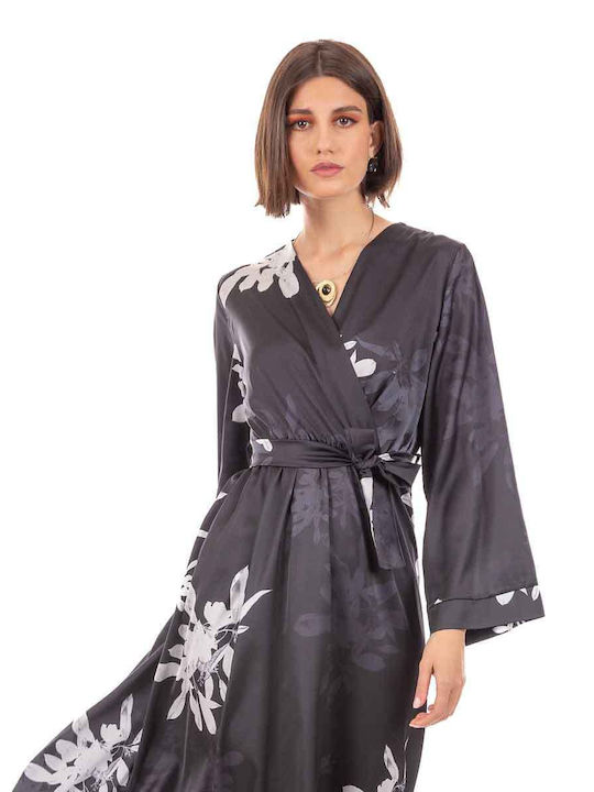 Maxi Abendkleid Wickel Schwarz