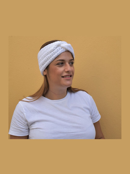 Unisex Headband με Rib Πλέξη σε Λευκό χρώμα