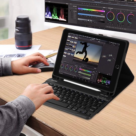 Buddi Zuna Flip Cover με Πληκτρολόγιο στα Αγγλικά US Μαύρη (iPad 2017/2018 9.7")