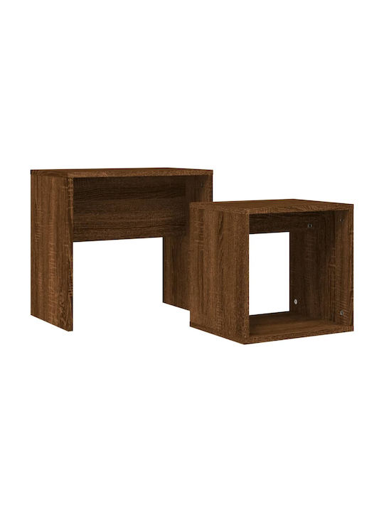 Rectangular Zigon Set Wooden Brown 2 Pieces M48xW30xH45cm
