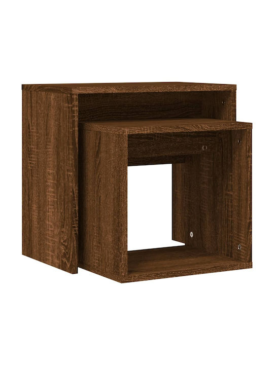 Rectangular Zigon Set Wooden Brown 2 Pieces M48xW30xH45cm