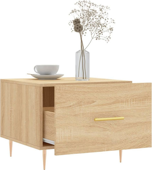 Square Side Table Wooden with Drawers Beige 2 Pieces M50xW50xH40cm