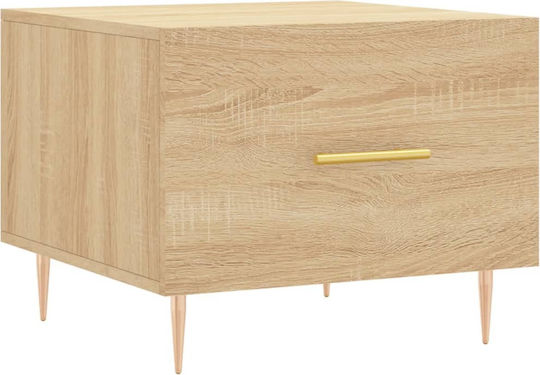 Square Side Table Wooden with Drawers Beige 2 Pieces M50xW50xH40cm