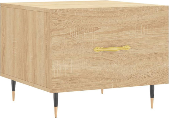 Square Side Table Wooden with Drawers Beige 2pcs W50xD50xH40cm