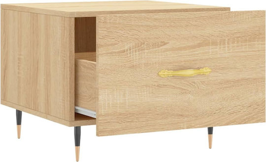 Square Side Table Wooden with Drawers Beige 2pcs W50xD50xH40cm
