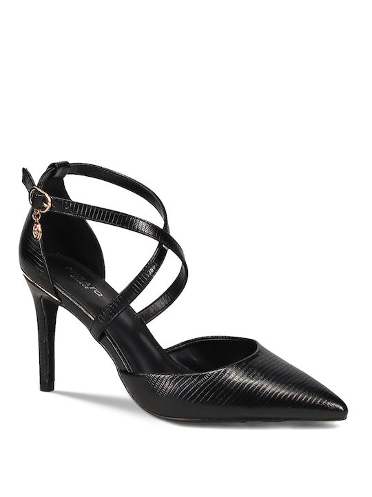 Migato Black High Heels with Strap