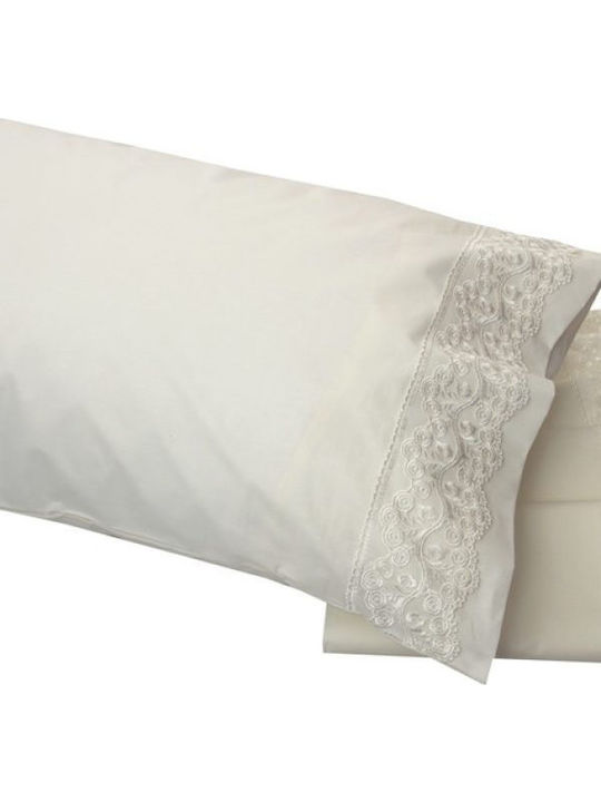 Viopros Νο 5 Bridal Sheet Set Super Double 4pcs with Lace Ecru 240x265cm